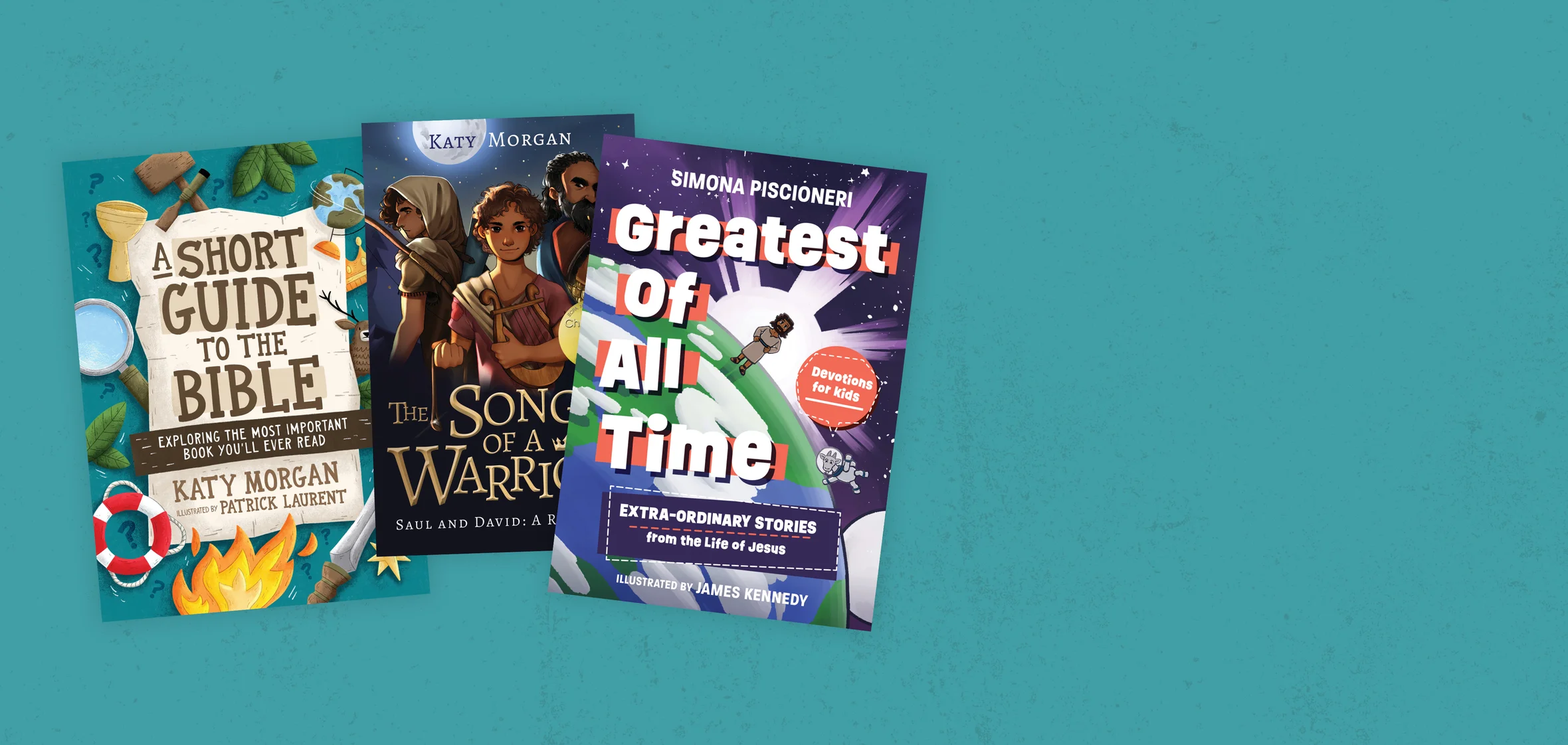 Graphic featuring A Short Guide to the Bible, The Songs of a Warrior, and Greatest of All Time