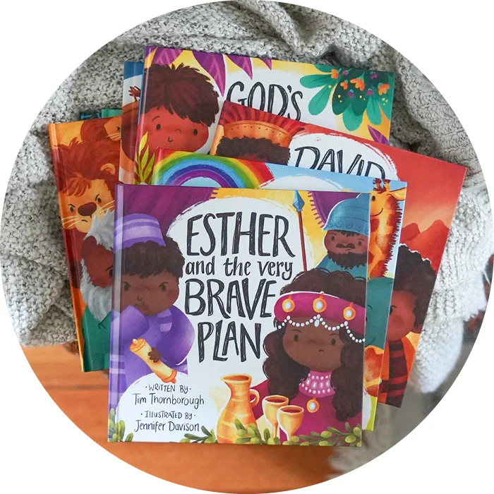 A stack of Very Best Bible Stories with Esther and the Very Brave Plan