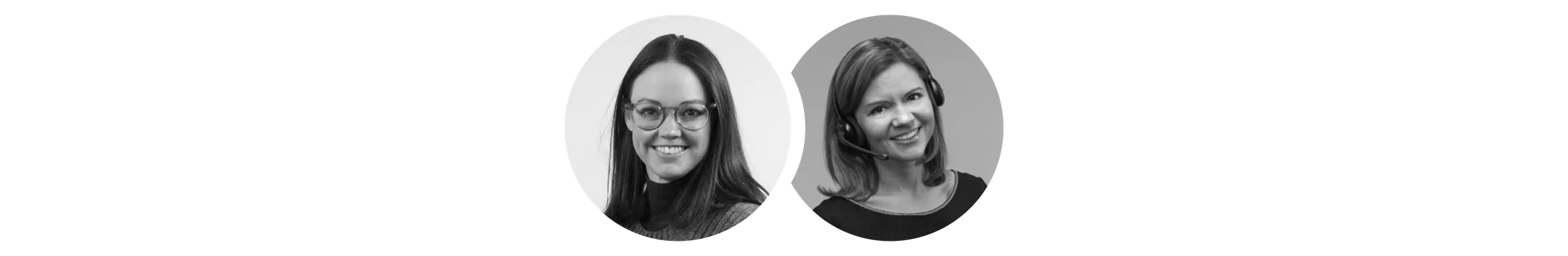 Headshots of two people smiling