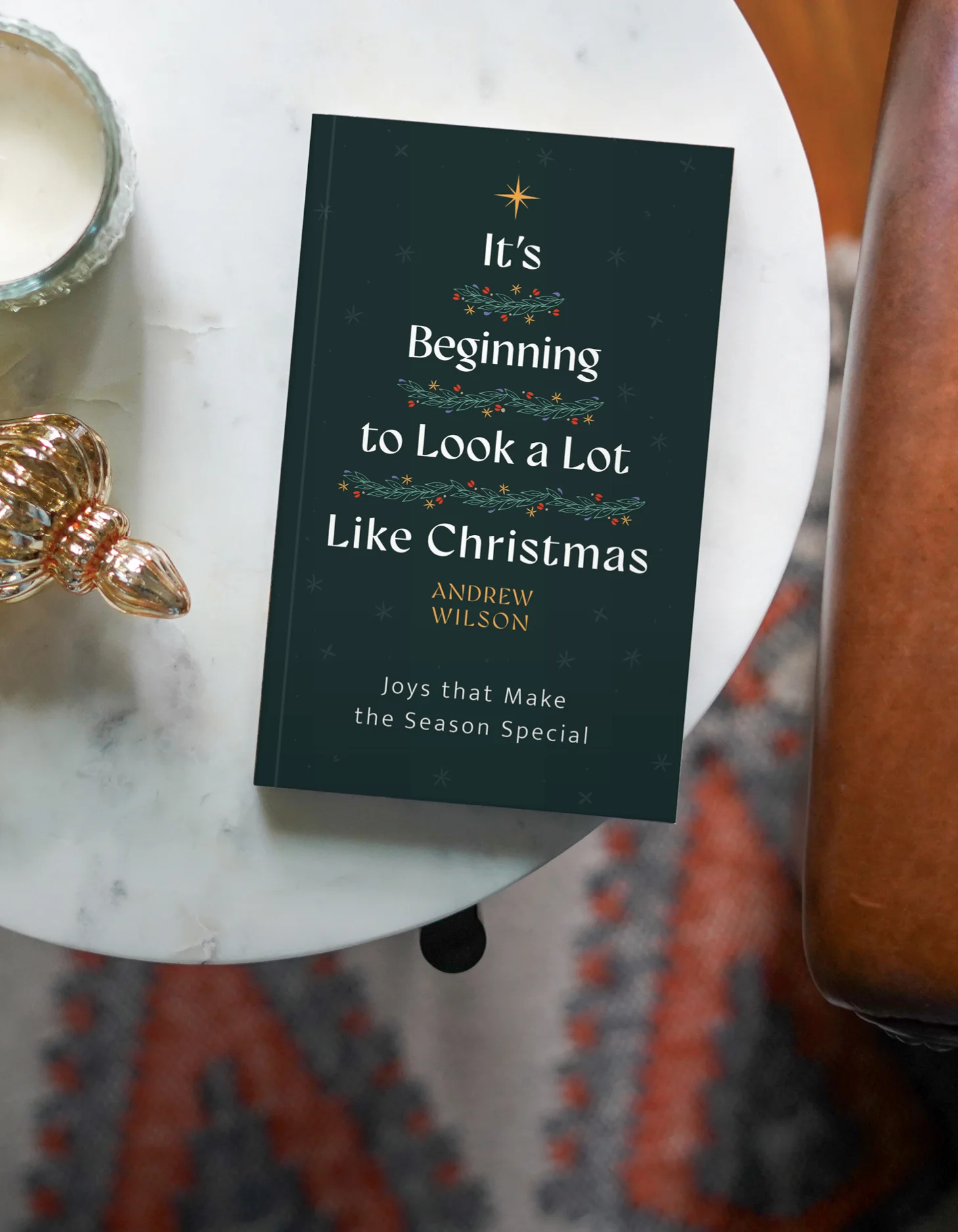 Photograph of It's Beginning to Look a Lot Like Christmas on a marble table